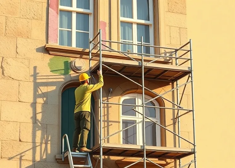 Ravalement de façade en pierre, nettoyage et application d'enduit